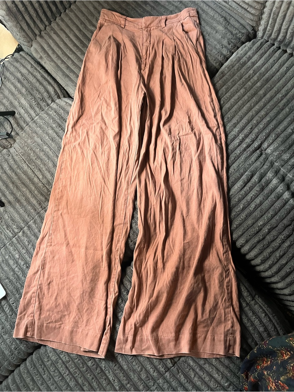 Maeve Anthropologie Pleated Wide Leg Pants 4 TALL Linen Blend Trousers